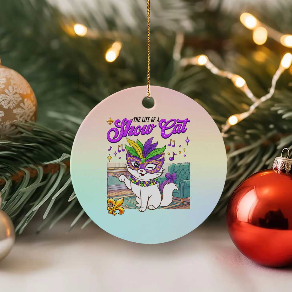 Cute Mardi Gras Cat Ceramic Ornament The Life Of The Showgirl