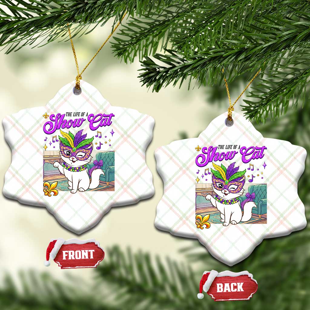 Cute Mardi Gras Cat Ceramic Ornament The Life Of The Showgirl