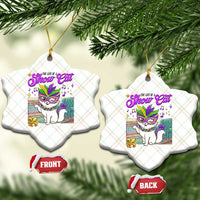 Cute Mardi Gras Cat Ceramic Ornament The Life Of The Showgirl