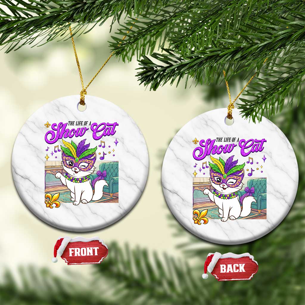 Cute Mardi Gras Cat Ceramic Ornament The Life Of The Showgirl