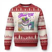 Cute Mardi Gras Cat Ugly Christmas Sweater The Life Of The Showgirl