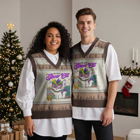 Cute Mardi Gras Cat V-Neck Knit Sweater Vest The Life Of The Showgirl