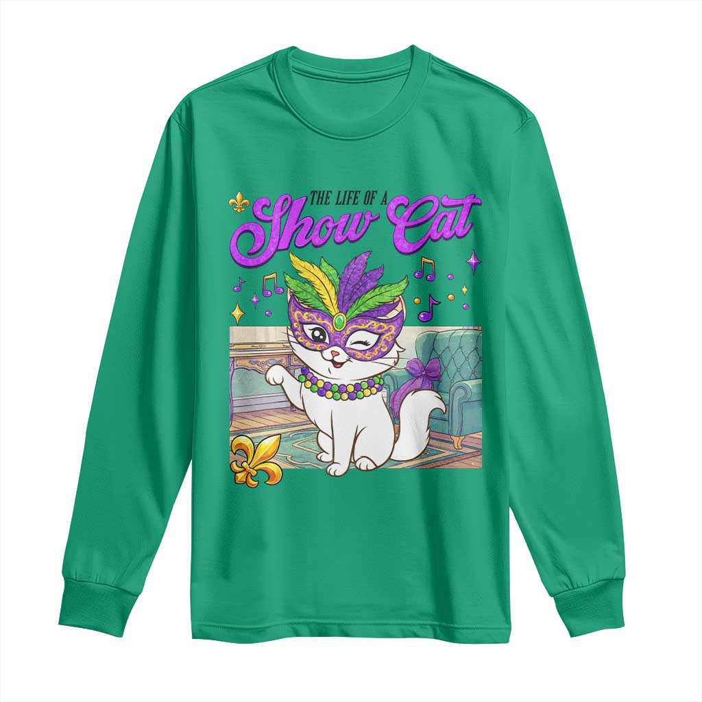 Cute Mardi Gras Cat Long Sleeve Shirt The Life Of The Showgirl