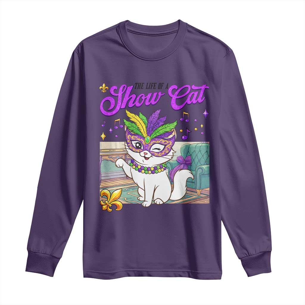 Cute Mardi Gras Cat Long Sleeve Shirt The Life Of The Showgirl
