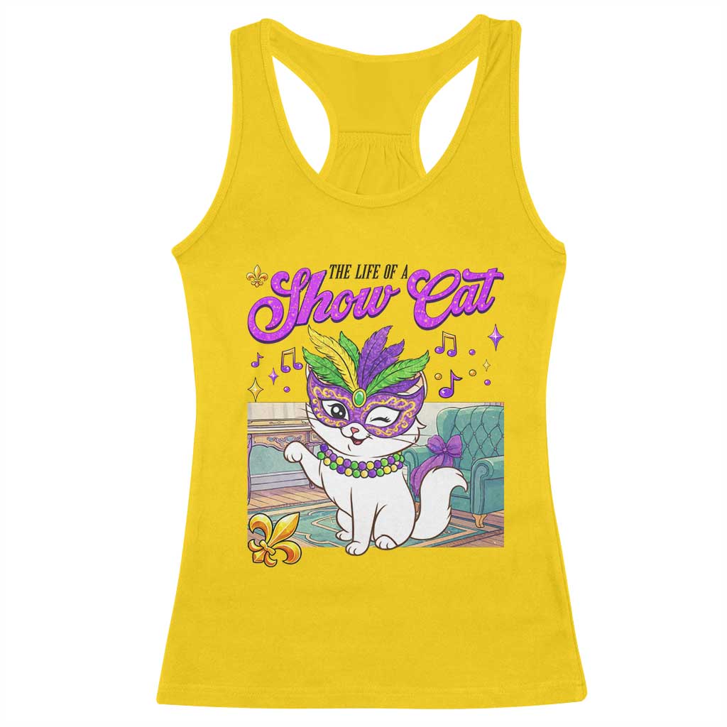 Cute Mardi Gras Cat Racerback Tank Top The Life Of The Showgirl