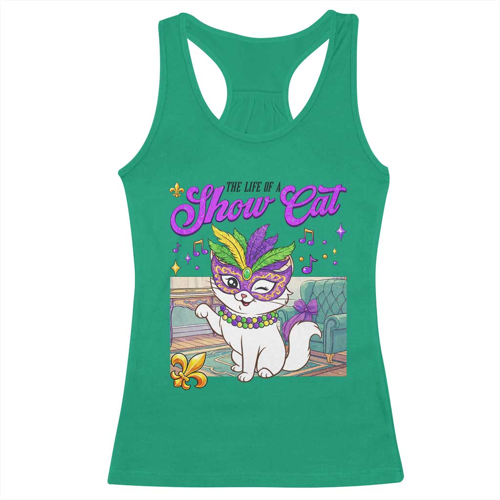 Cute Mardi Gras Cat Racerback Tank Top The Life Of The Showgirl