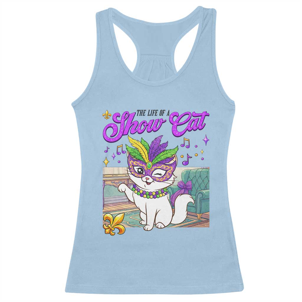 Cute Mardi Gras Cat Racerback Tank Top The Life Of The Showgirl