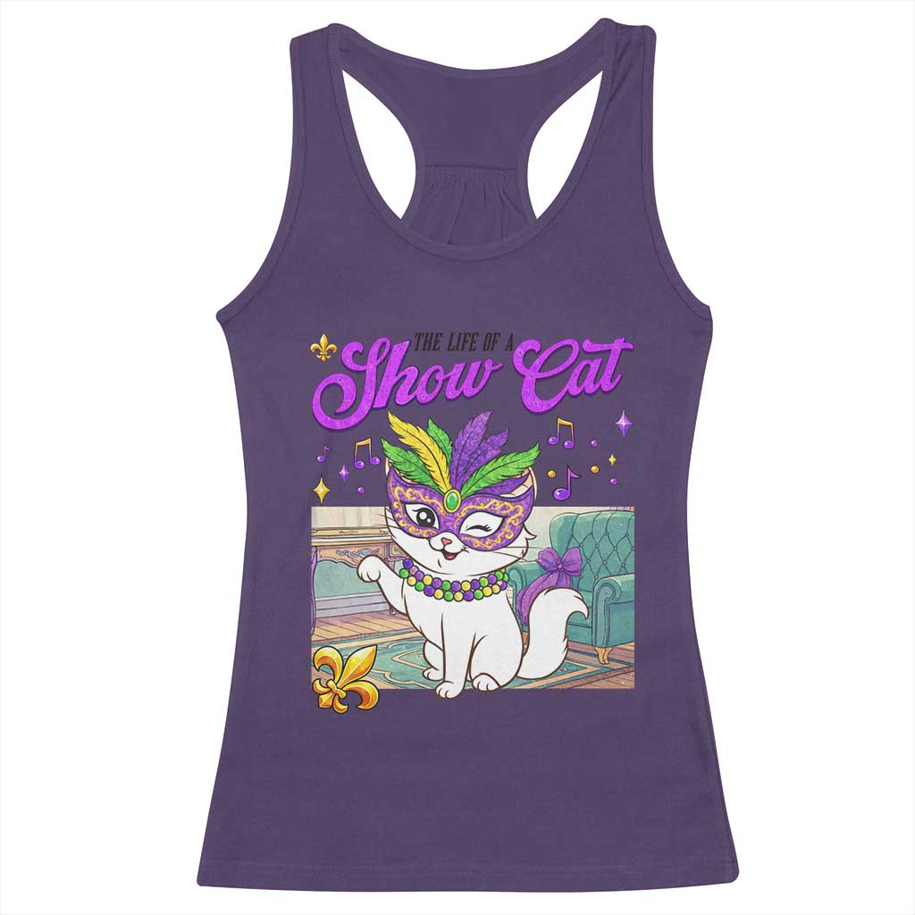 Cute Mardi Gras Cat Racerback Tank Top The Life Of The Showgirl