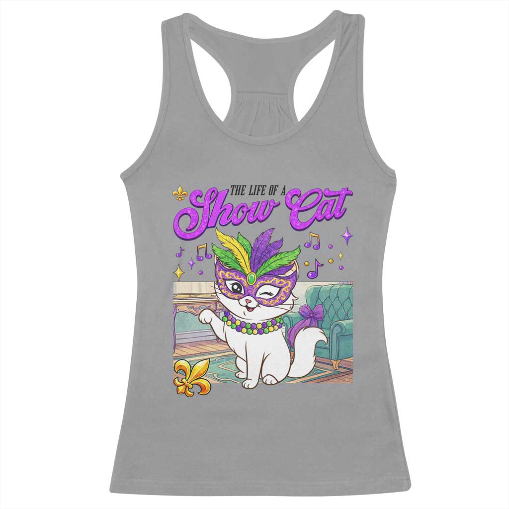 Cute Mardi Gras Cat Racerback Tank Top The Life Of The Showgirl