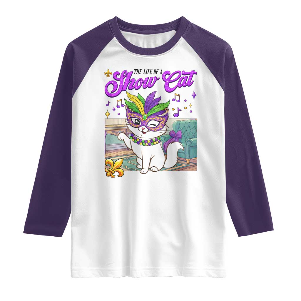 Cute Mardi Gras Cat Raglan Shirt The Life Of The Showgirl
