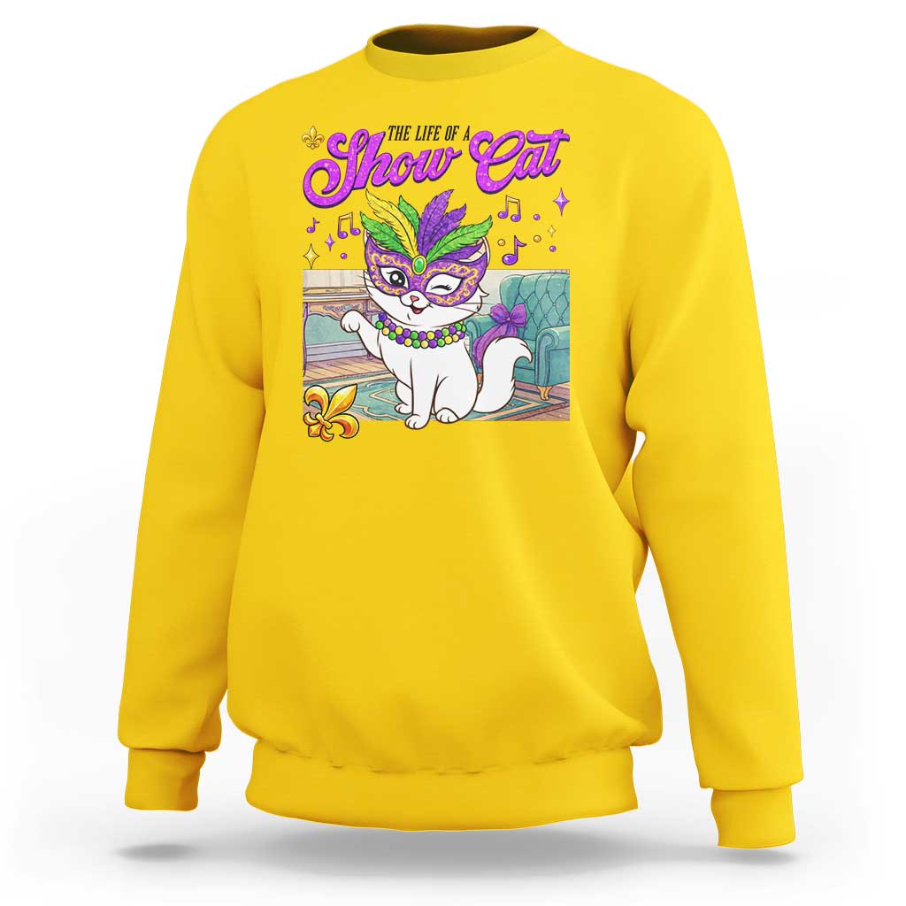 Cute Mardi Gras Cat Sweatshirt The Life Of The Showgirl
