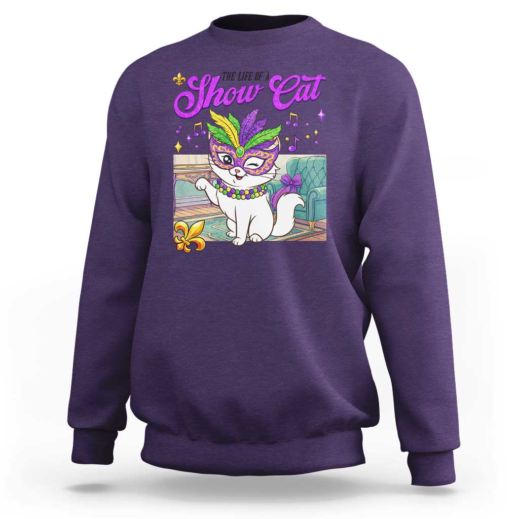 Cute Mardi Gras Cat Sweatshirt The Life Of The Showgirl