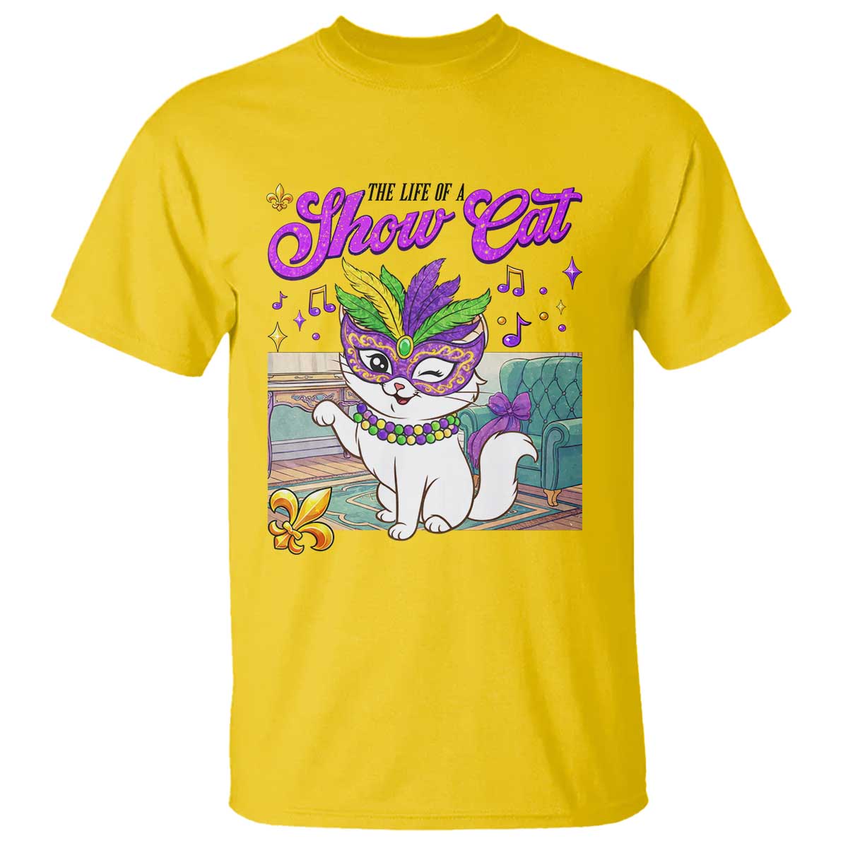 Cute Mardi Gras Cat T Shirt The Life Of The Showgirl