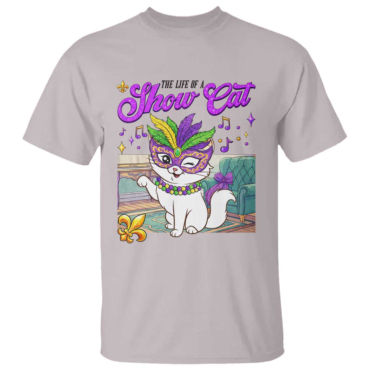 Cute Mardi Gras Cat T Shirt The Life Of The Showgirl