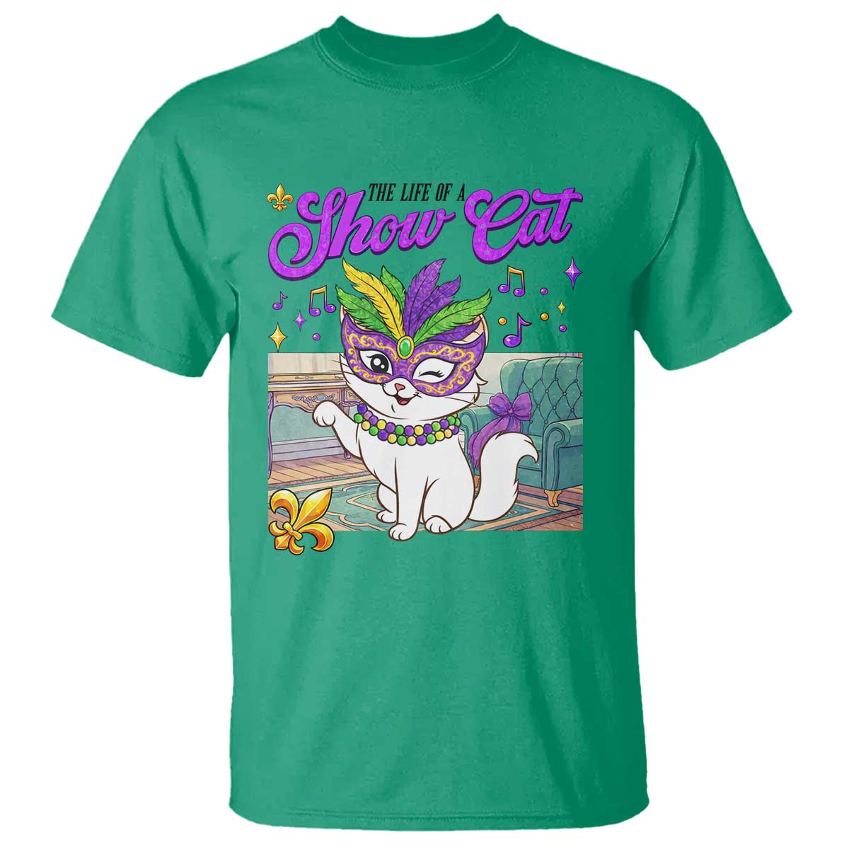 Cute Mardi Gras Cat T Shirt The Life Of The Showgirl