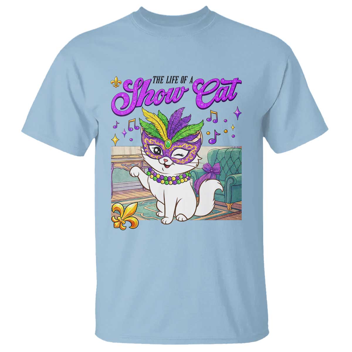 Cute Mardi Gras Cat T Shirt The Life Of The Showgirl