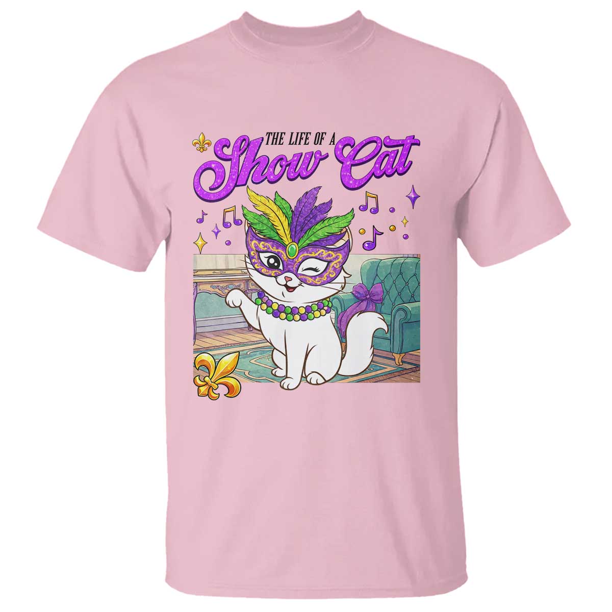 Cute Mardi Gras Cat T Shirt The Life Of The Showgirl