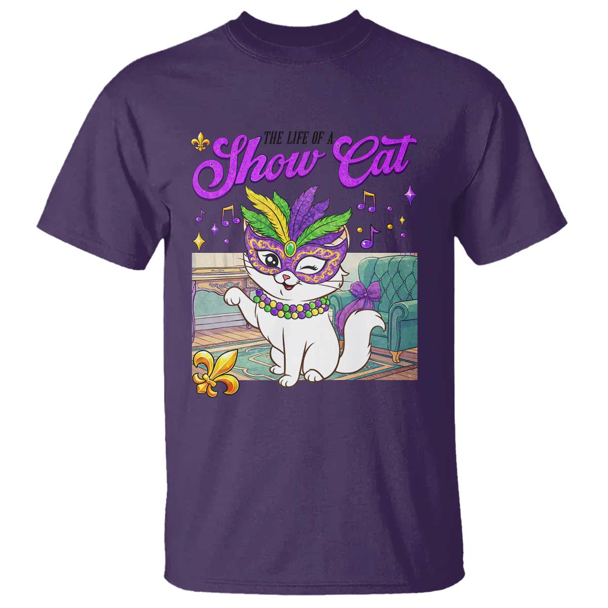 Cute Mardi Gras Cat T Shirt The Life Of The Showgirl