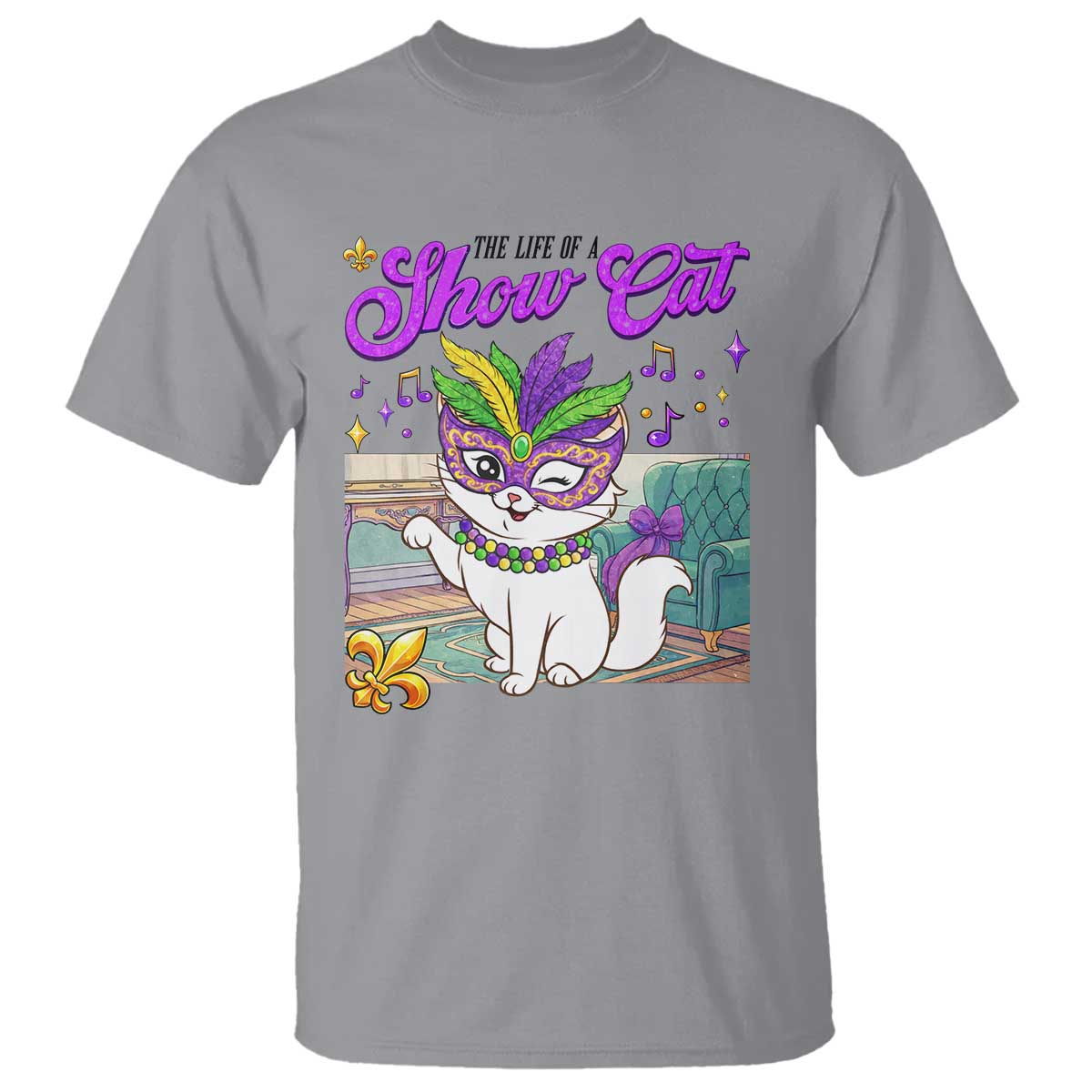 Cute Mardi Gras Cat T Shirt The Life Of The Showgirl