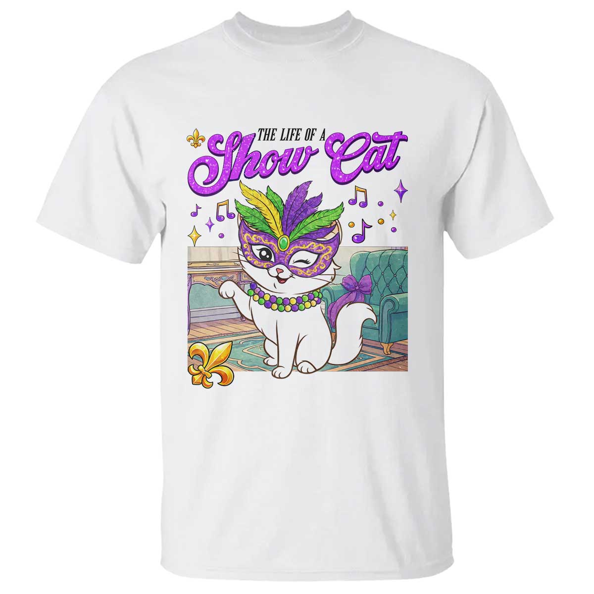 Cute Mardi Gras Cat T Shirt The Life Of The Showgirl