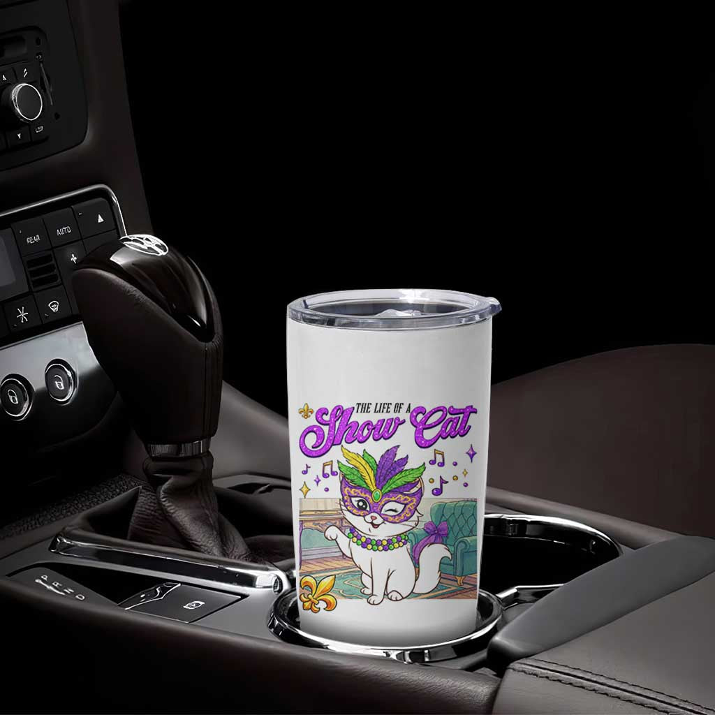 Cute Mardi Gras Cat Tumbler Cup The Life Of The Showgirl