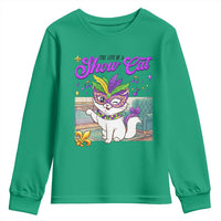 Cute Mardi Gras Cat Youth Sweatshirt The Life Of The Showgirl