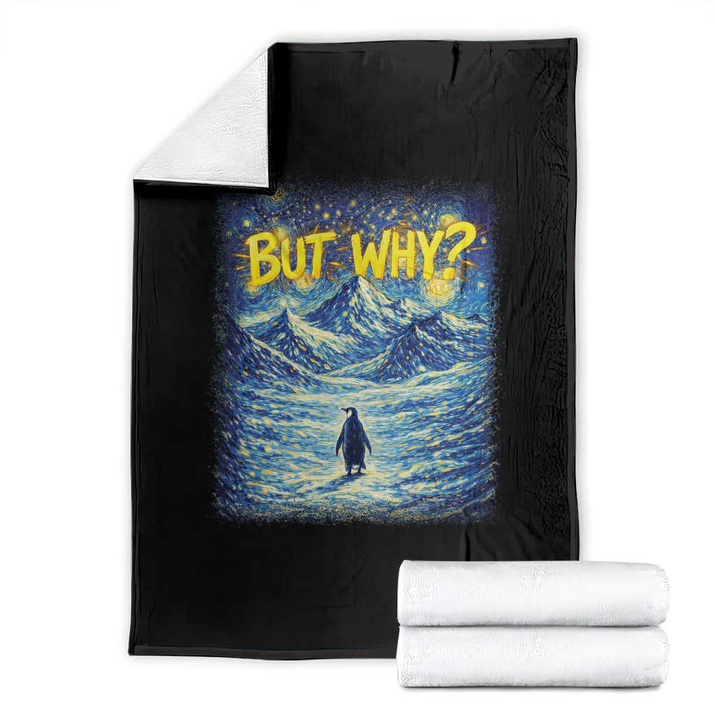But Why Penguin Throw Blanket Starry Night Van Gogh Nihilist Penguin Hiking