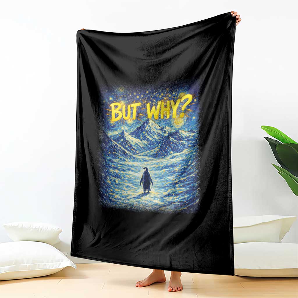 But Why Penguin Throw Blanket Starry Night Van Gogh Nihilist Penguin Hiking