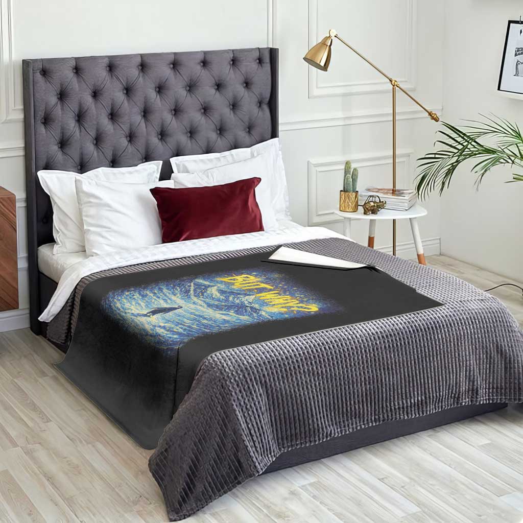 But Why Penguin Throw Blanket Starry Night Van Gogh Nihilist Penguin Hiking