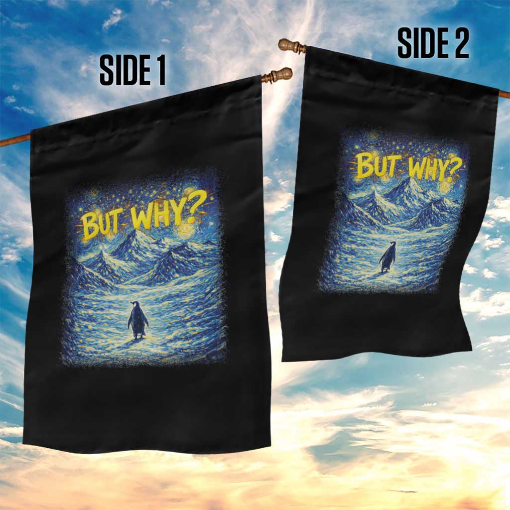 But Why Penguin Garden Flag Starry Night Van Gogh Nihilist Penguin Hiking