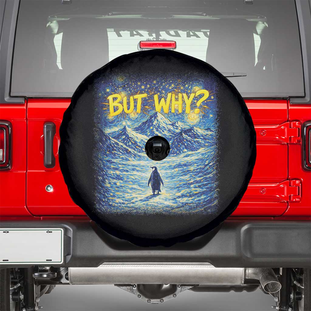 But Why Penguin Spare Tire Cover Starry Night Van Gogh Nihilist Penguin Hiking