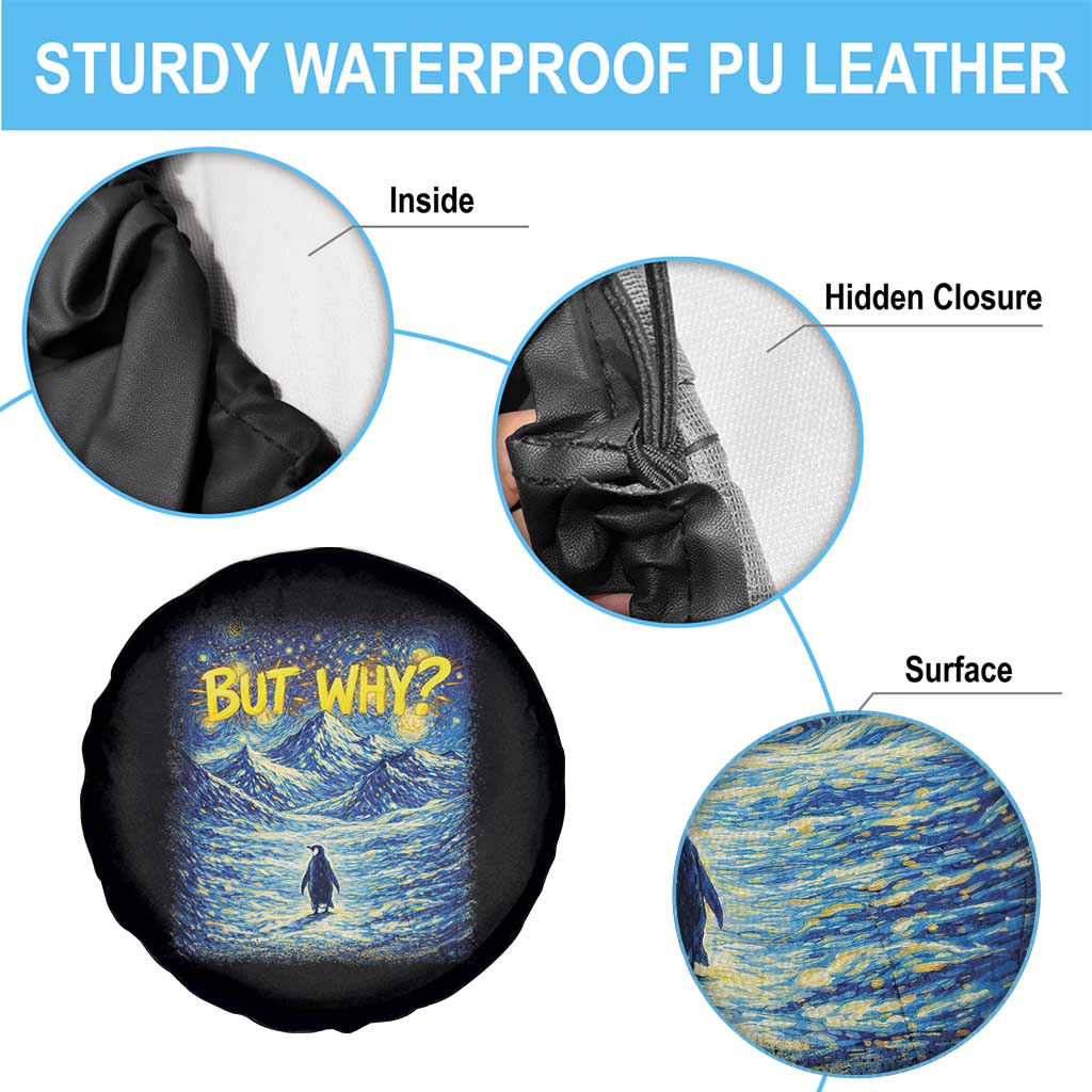 But Why Penguin Spare Tire Cover Starry Night Van Gogh Nihilist Penguin Hiking