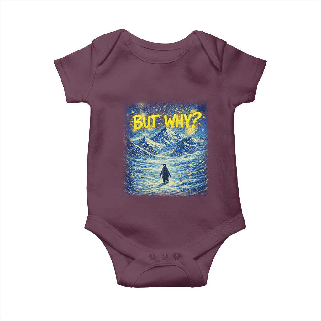 But Why Penguin Baby Onesie Starry Night Van Gogh Nihilist Penguin Hiking