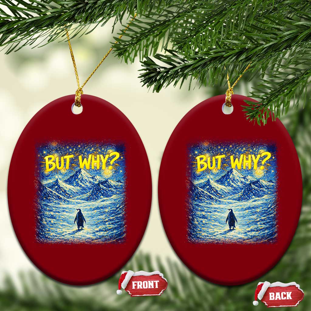But Why Penguin Ceramic Ornament Starry Night Van Gogh Nihilist Penguin Hiking