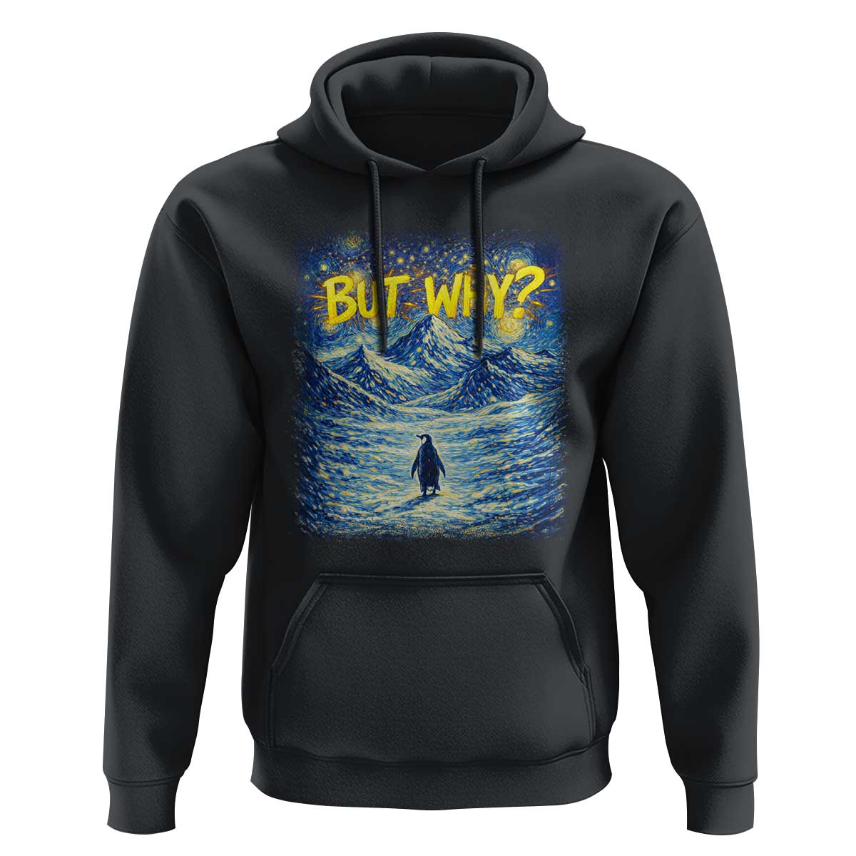 But Why Penguin Hoodie Starry Night Van Gogh Nihilist Penguin Hiking