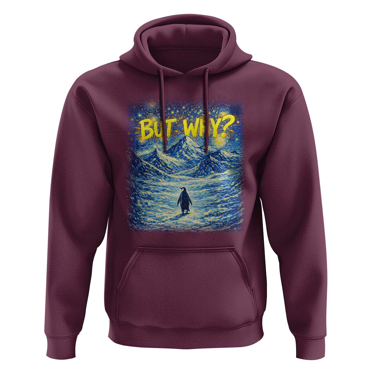 But Why Penguin Hoodie Starry Night Van Gogh Nihilist Penguin Hiking