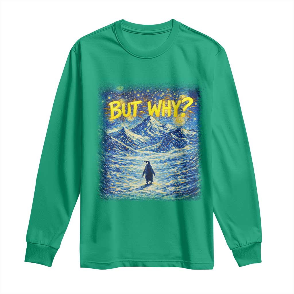 But Why Penguin Long Sleeve Shirt Starry Night Van Gogh Nihilist Penguin Hiking