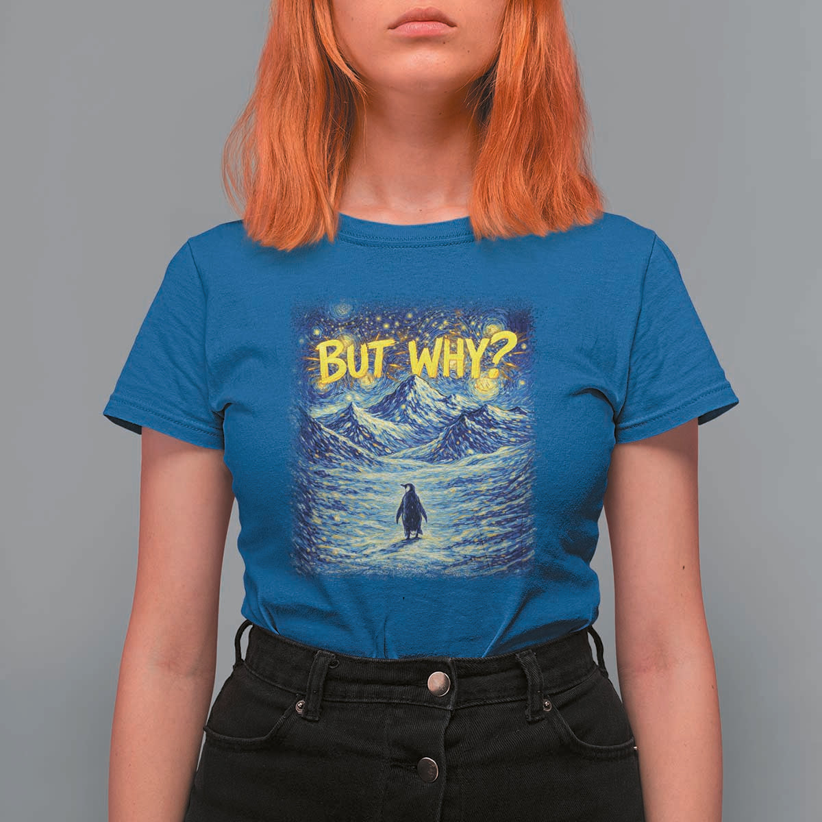 But Why Penguin T Shirt For Women Starry Night Van Gogh Nihilist Penguin Hiking