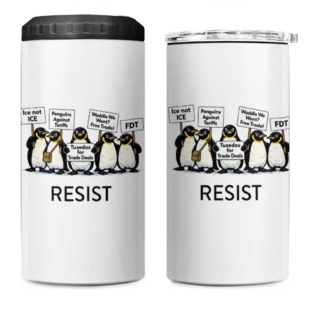 Penguins Resist 4 in 1 Can Cooler Tumbler Nihilist Penguin Anti-Government Meme