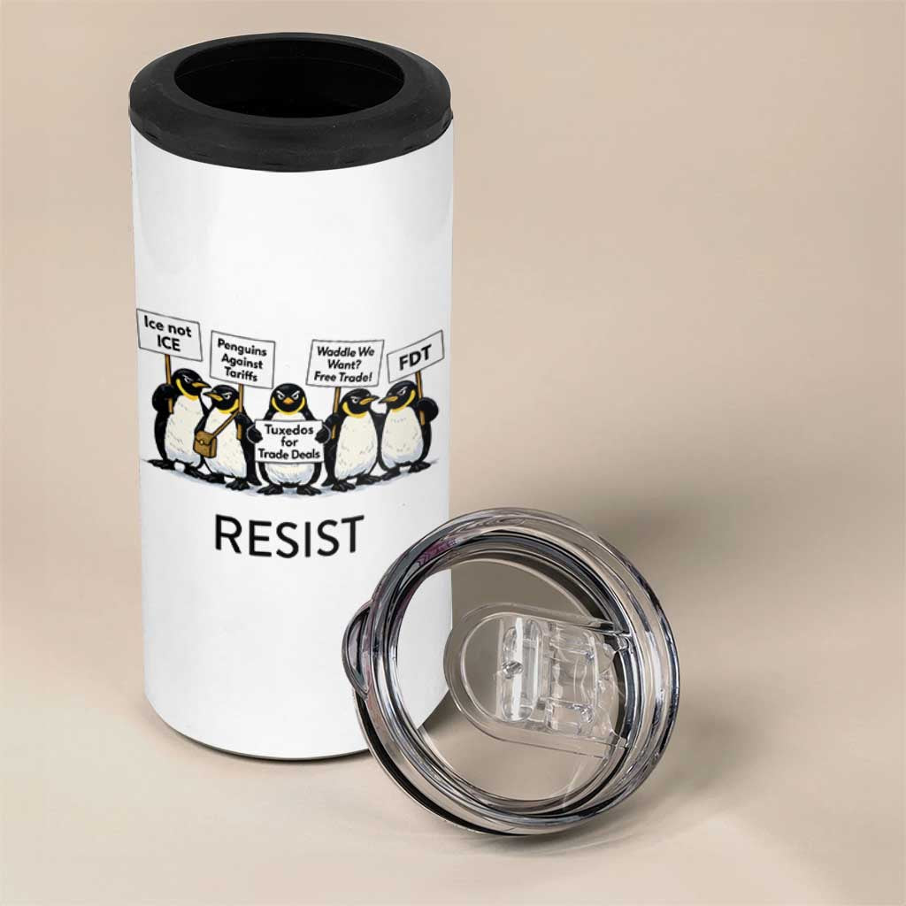 Penguins Resist 4 in 1 Can Cooler Tumbler Nihilist Penguin Anti-Government Meme