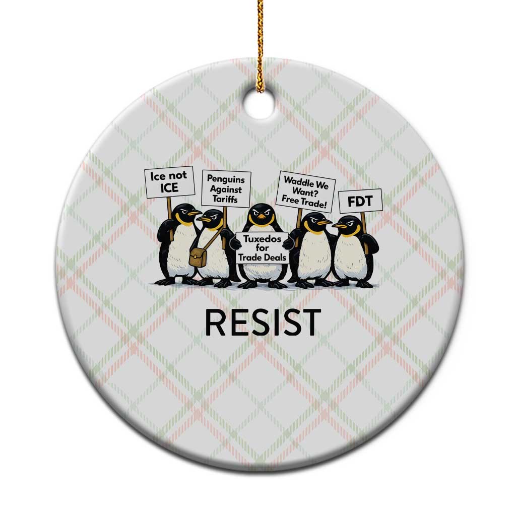 Penguins Resist Ceramic Ornament Nihilist Penguin Anti-Government Meme