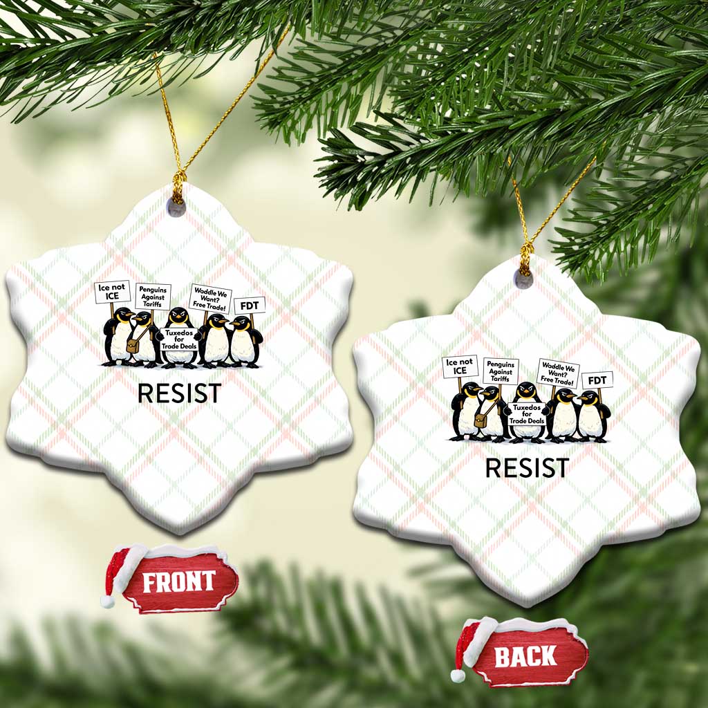 Penguins Resist Ceramic Ornament Nihilist Penguin Anti-Government Meme
