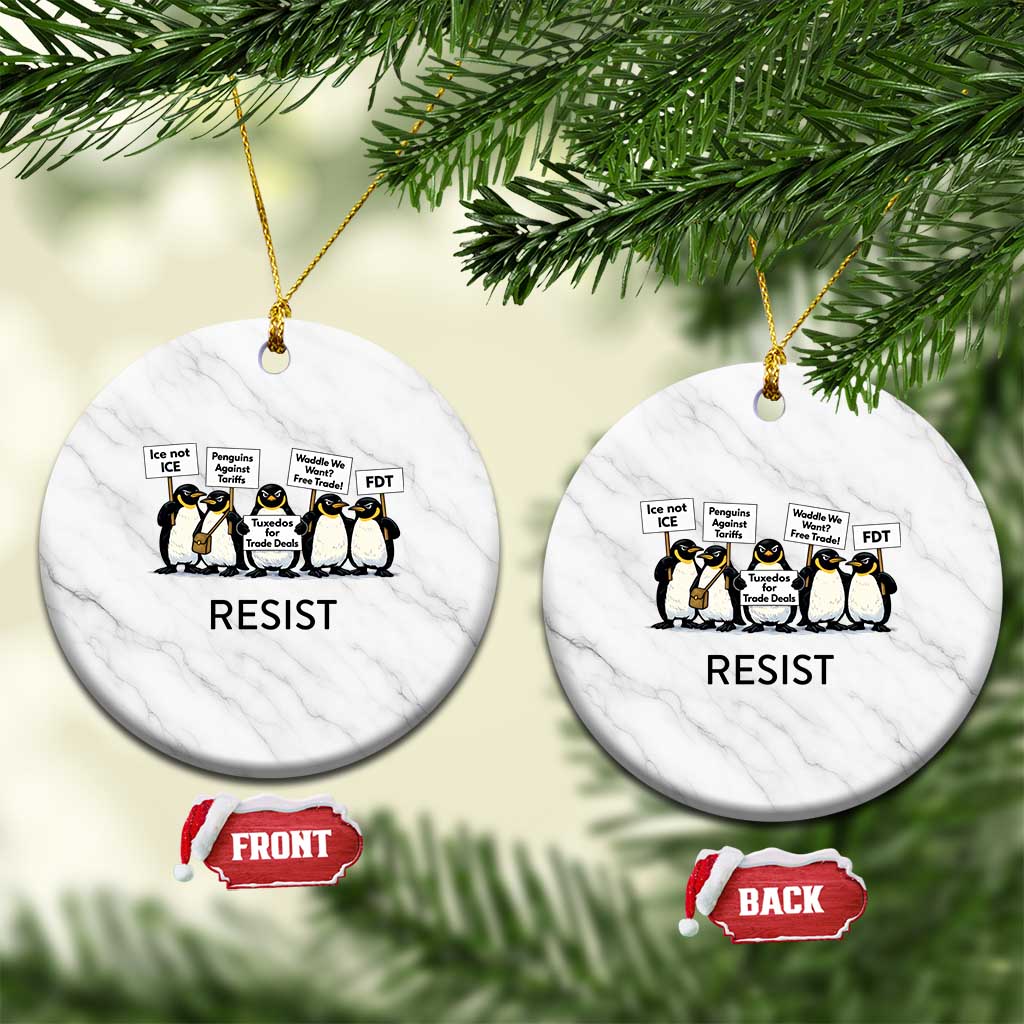 Penguins Resist Ceramic Ornament Nihilist Penguin Anti-Government Meme