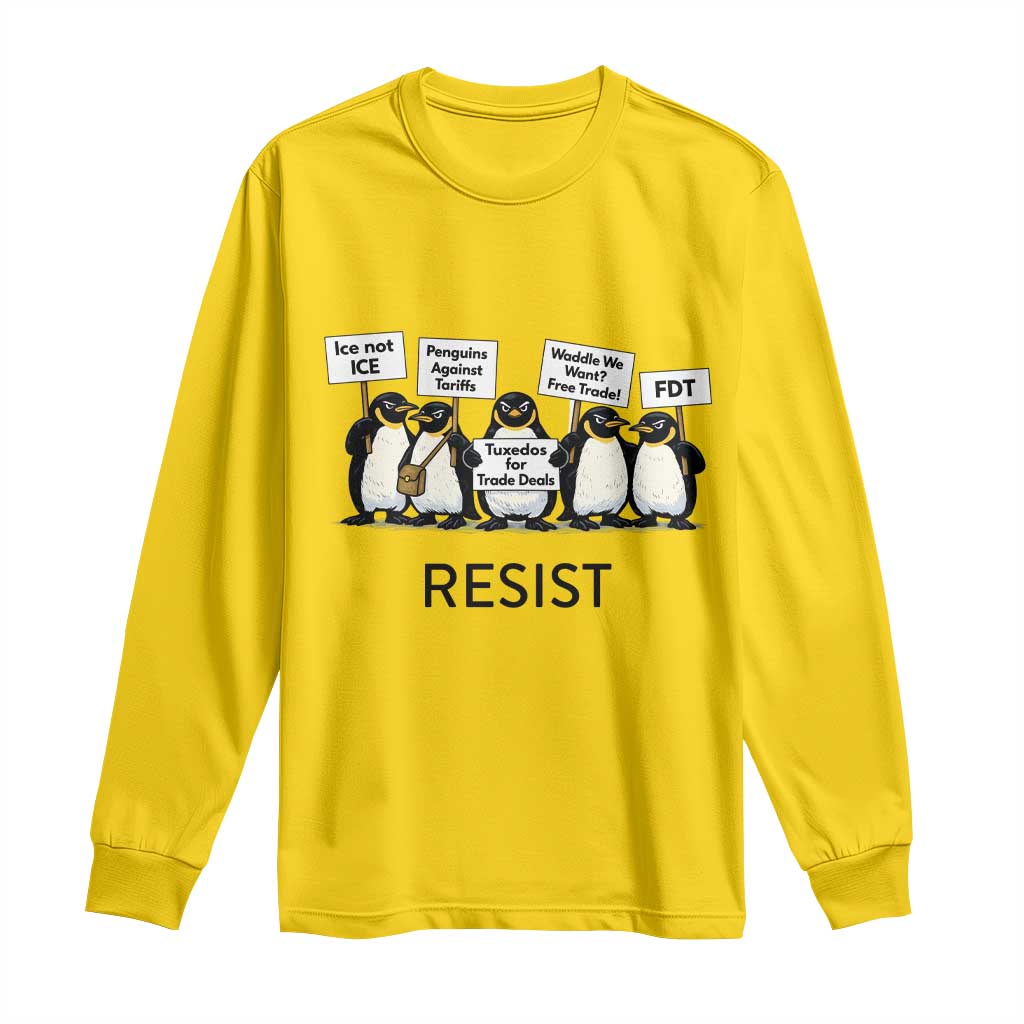 Penguins Resist Long Sleeve Shirt Nihilist Penguin Anti-Government Meme