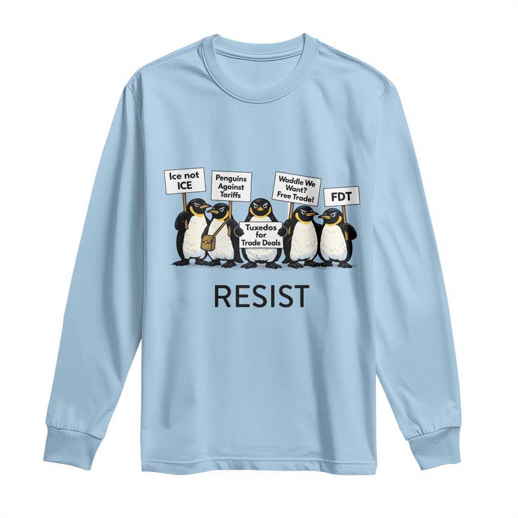 Penguins Resist Long Sleeve Shirt Nihilist Penguin Anti-Government Meme