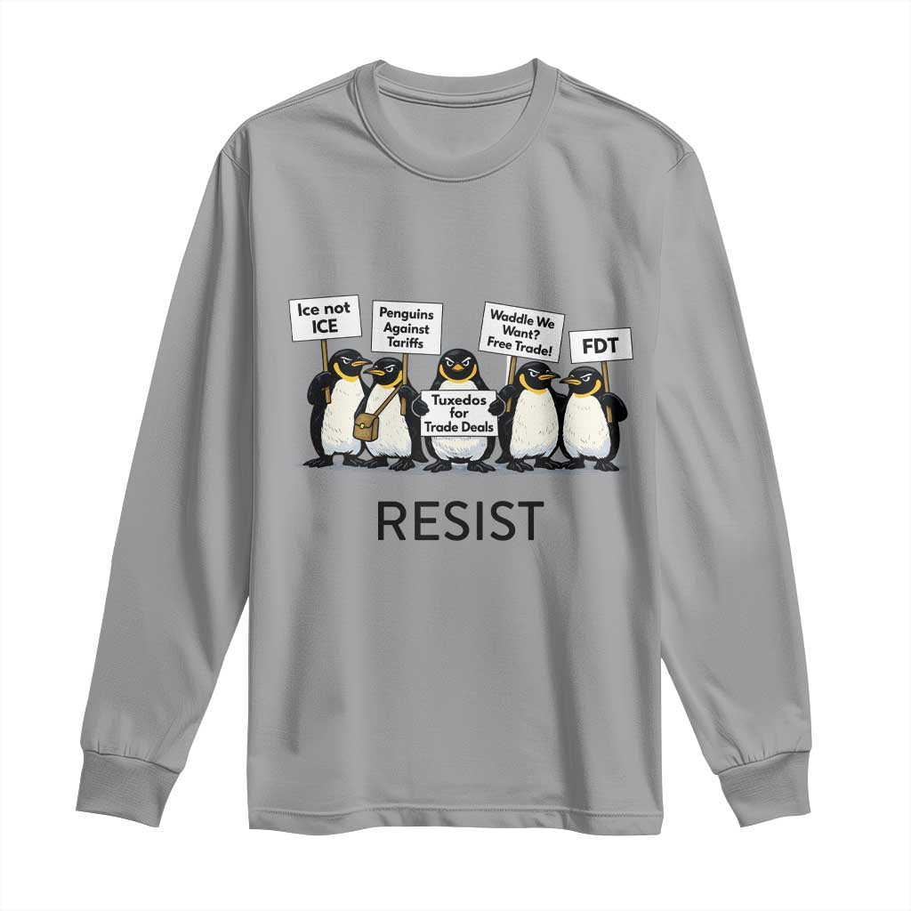 Penguins Resist Long Sleeve Shirt Nihilist Penguin Anti-Government Meme