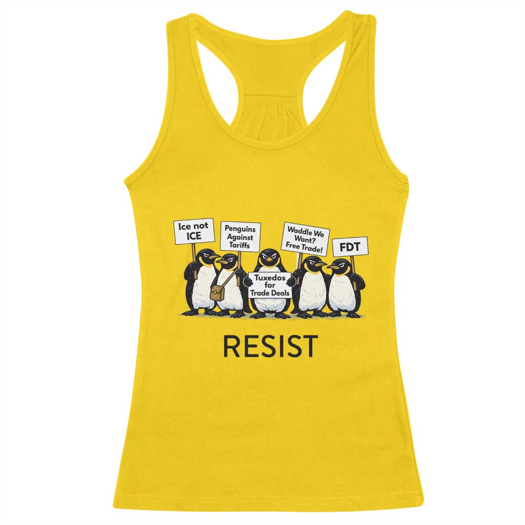 Penguins Resist Racerback Tank Top Nihilist Penguin Anti-Government Meme