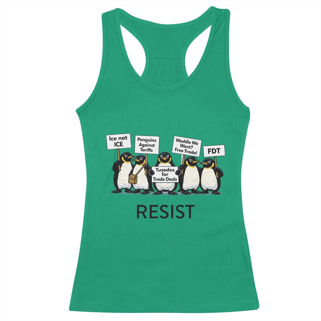Penguins Resist Racerback Tank Top Nihilist Penguin Anti-Government Meme