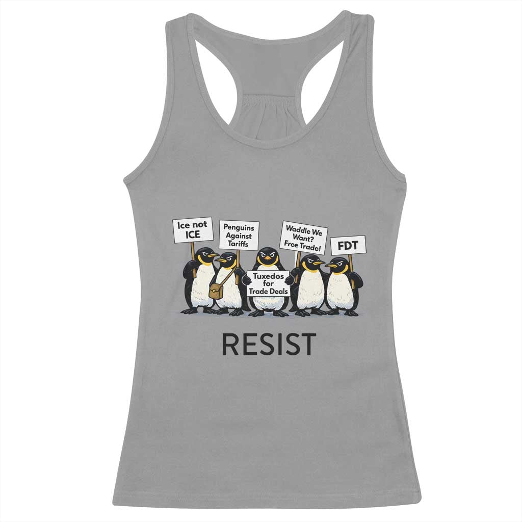 Penguins Resist Racerback Tank Top Nihilist Penguin Anti-Government Meme