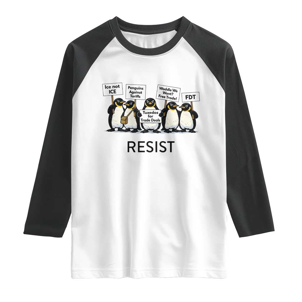 Penguins Resist Raglan Shirt Nihilist Penguin Anti-Government Meme